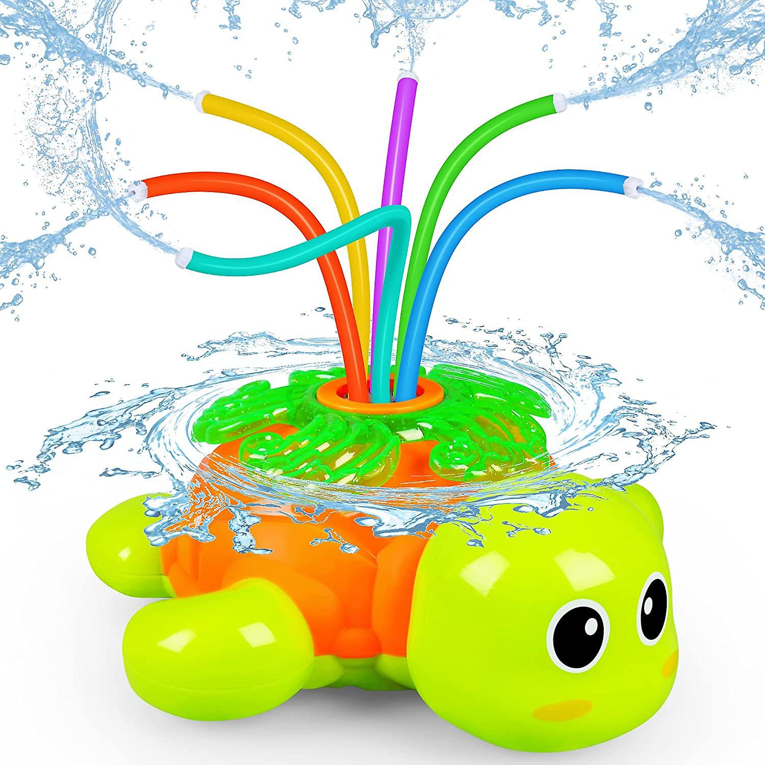 Miman Outdoor Sprinkler For Kids - Backyard Rotating Turtle Sprinkler With Swing Tube - Splashing Toy For Summer - Outside Garden Lawn Water Toys Gift