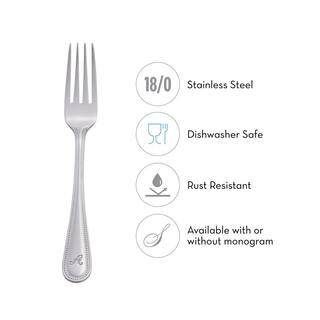 RiverRidge Home Beaded Monogrammed Letter H 46-Piece Silver Stainless Steel Flatware Set (Service for 8) 10‐152