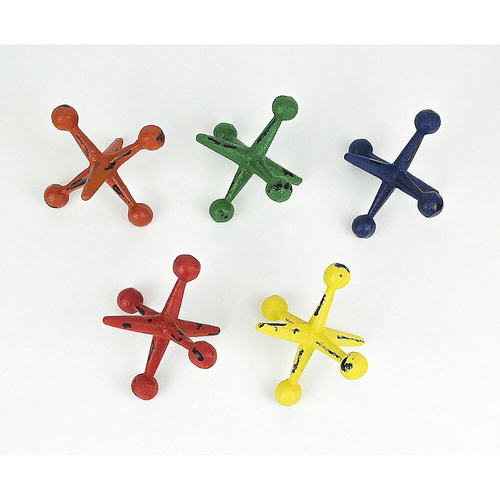 Zeckos Multicolor Cast Iron Toy Jack Decorative Sculptures (Set Of 5)   4.5 X 4.75 X 4.75 inches