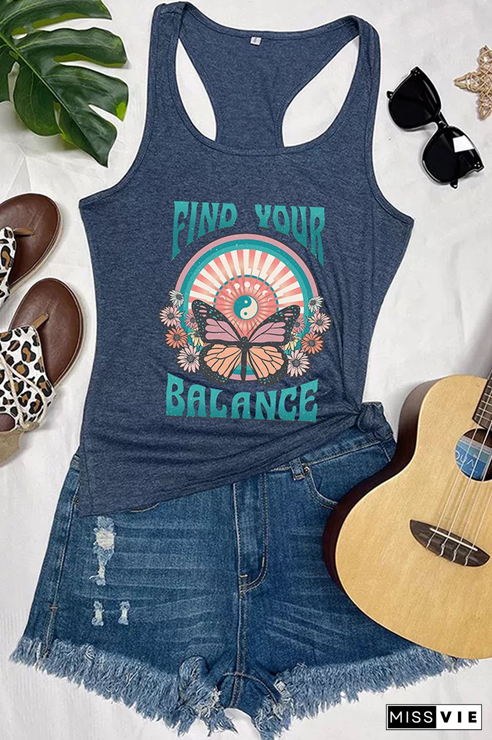 Find Your Balance,Butterfly Tank Top Wholesale