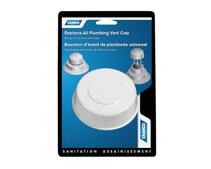 Camco Replace-All Plumbing Vent Cap Only White - 40034