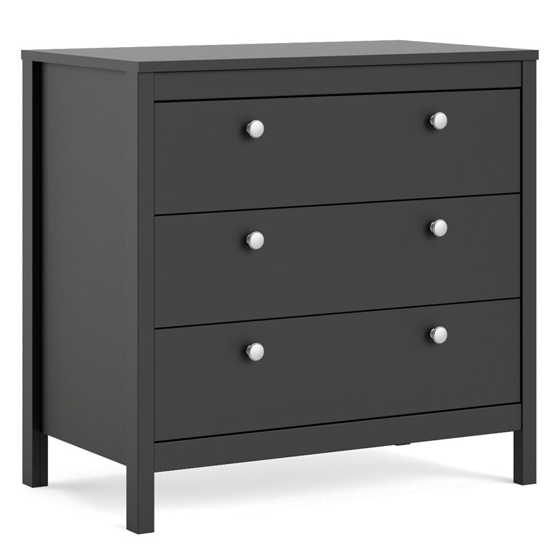 Madrid 3 Drawer Chest, Black Matte