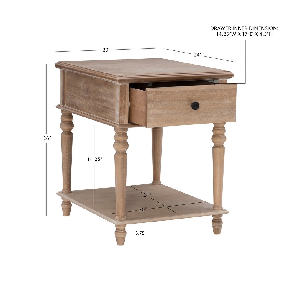 Jowin Classic Wood Side Table with Storage