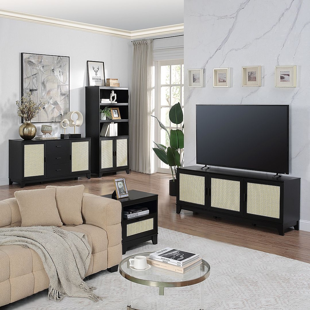 Manhattan Comfort Sheridan 62.99 In. Modern Cane Media Cabinet Console