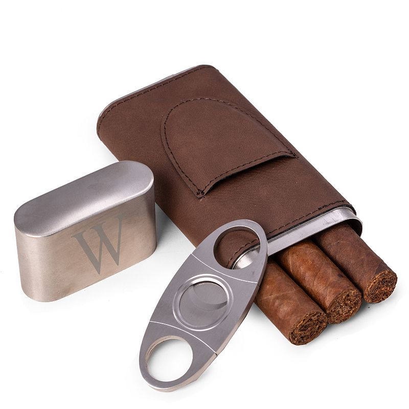 Monogrammed Brown Finley Cigar Case