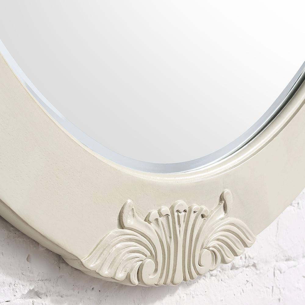 Home Decorators Collection 30 in. W x 38 in. H Framed Oval Beveled Edge Bathroom Vanity Mirror in antique white BF-27006-AW