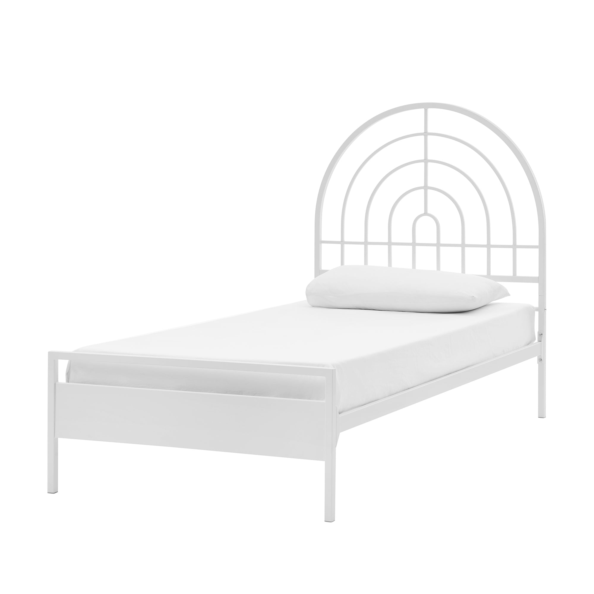 Manor Park Contemporary Metal Arch Twin Bed, White