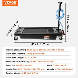 VEVOR 17 Gal. Oil Drain Pan with 180 Watt Electric Pump Low Profile Oil Drain Pan with 8.2 ft. Hose and Folding Handle for RVs DDQCPYPH17GALF6XAV9