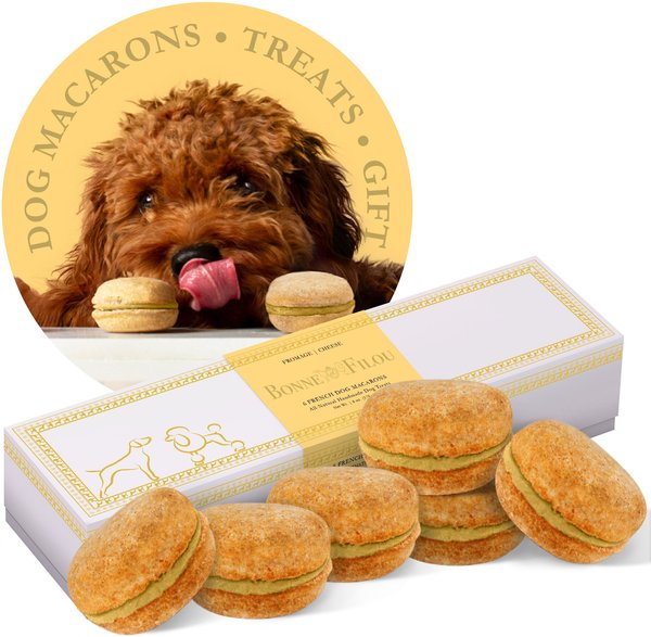 Bonne et Filou Strawberry All-Natural Handmade Macaron Dog Treats， 6 count