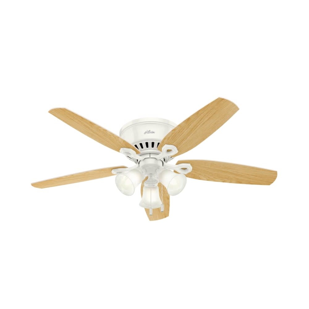 Hunter Builder Ceiling Fan 52 LED Indoor Snow White/Light Oak ;