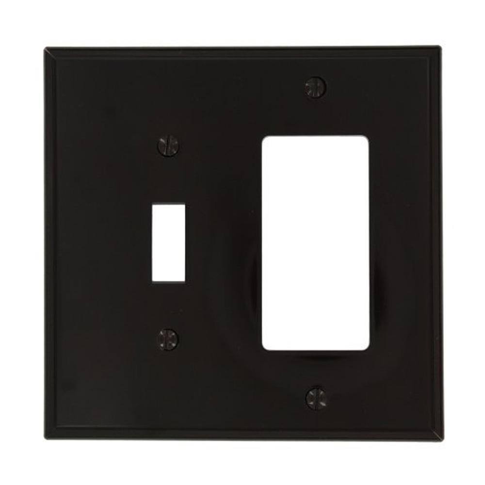 Leviton Brown 2-Gang 1-Toggle1-DecoratorRocker Wall Plate (1-Pack) PJ126