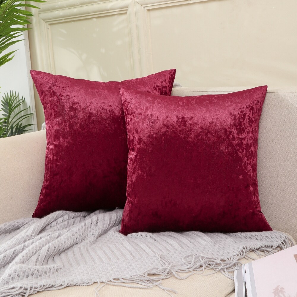 Glow's Avenue Square Velvet Solid Color Throw Pillow Cover Set of 2