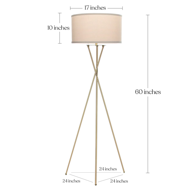 Brightech 64-in Antique Brass Tripod Floor Lamp