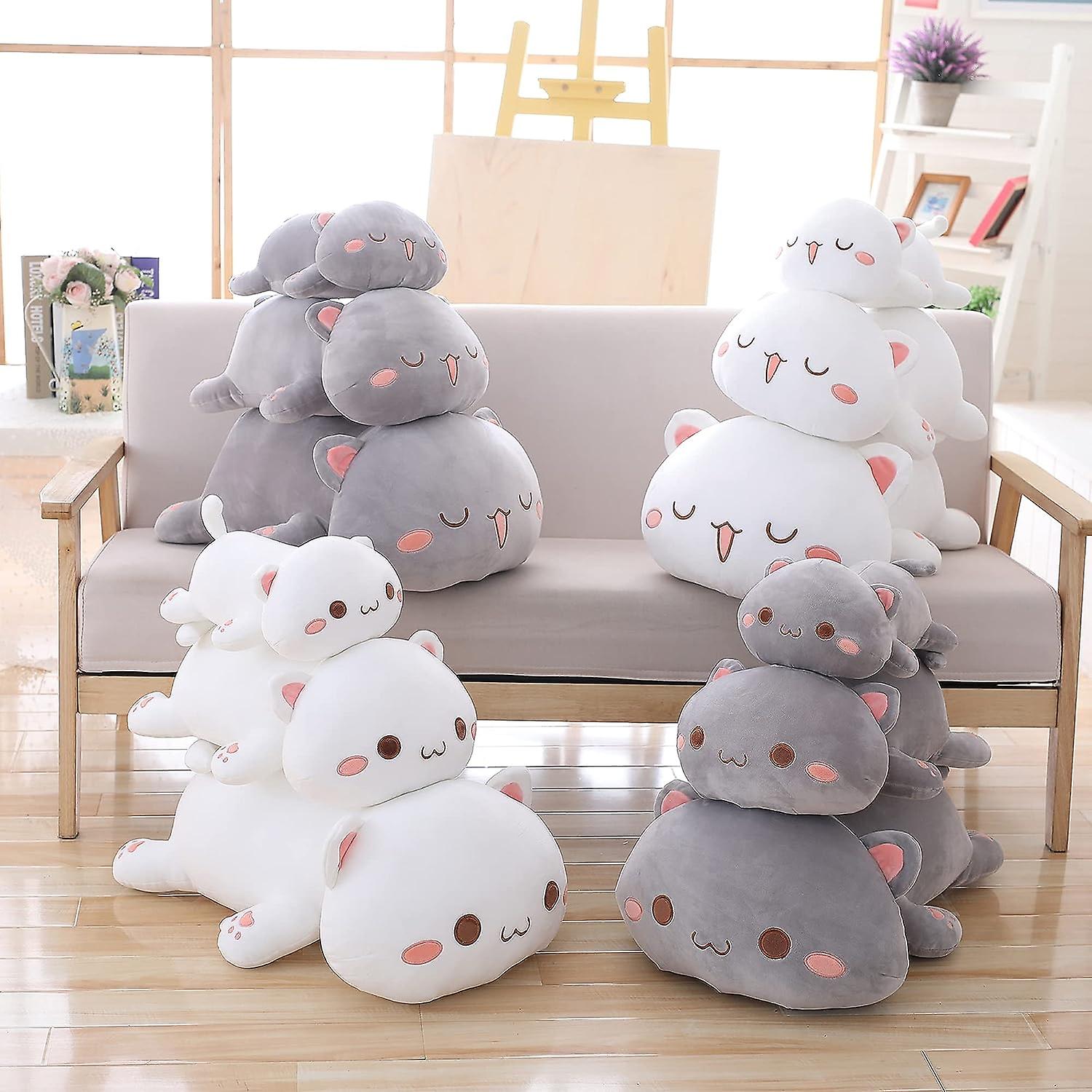 Cute Kitten Plush Toy Stuffed Animal Pet Kitty Soft Anime Cat Plush Pillow For Kids (gray B， 12