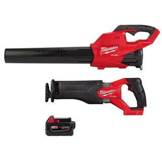 MW M18 FUEL 120 MPH 450 CFM 18-Volt Lithium-Ion Brushless Cordless Handheld Blower with M18 FUEL Sawzall and 5.0 Ah Battery 2724-20-2821-20-48-11-1850