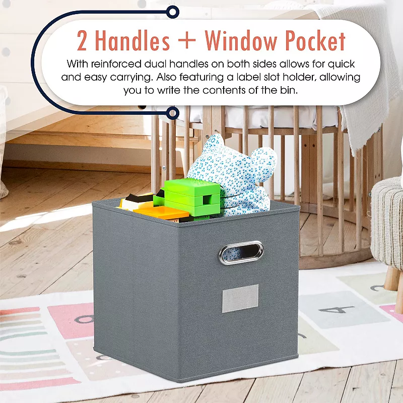 Ornavo Home Foldable Storage Cube Bin with Dual Handles and Window Pockets