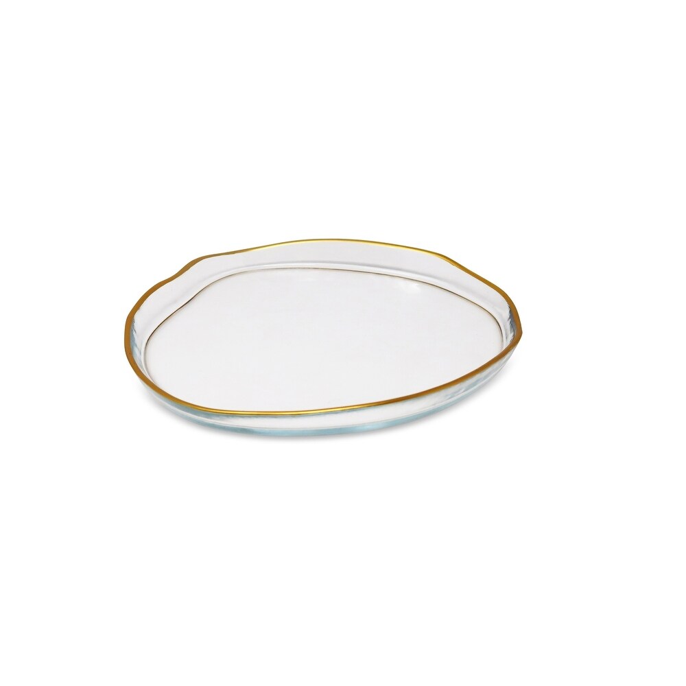 Set of 4 Organic Shaped Plates with Gold Sides