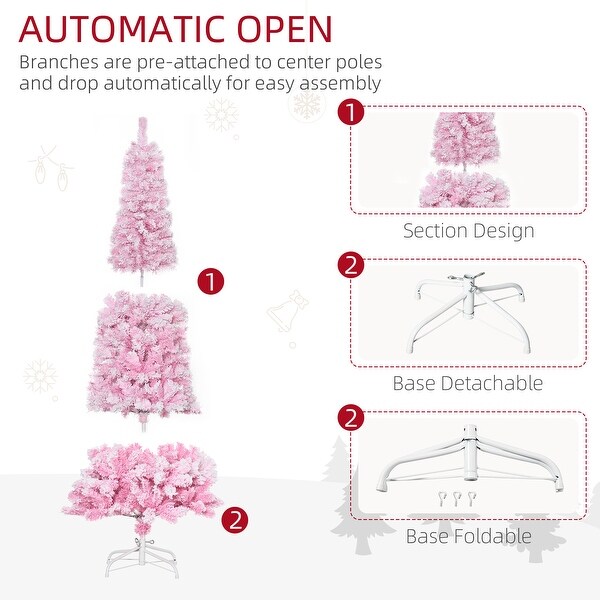 HOMCOM Artificial Colored Slim Flocked Christmas Tree with Stand