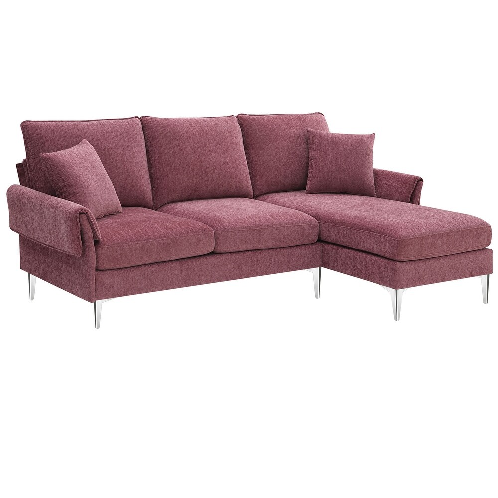 L Shaped Sectional Sofa Modern Chenille Convertible Sectional Sofa with Reversible Chaise Lounge for Living Room Office