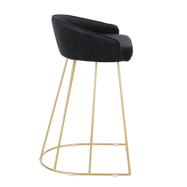 Lumisource Canary Counter Stool in Gold with Black Velvet - Set of 2 - 20.25