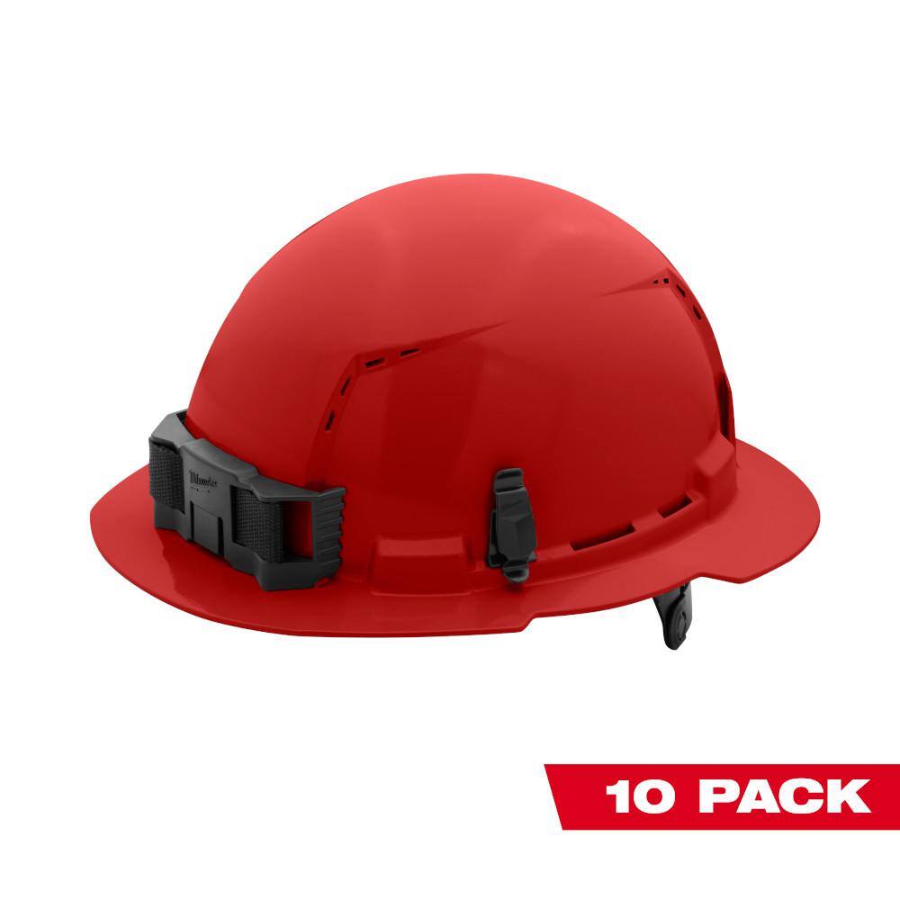 MW BOLT Red Type 1 Class C Full Brim Vented Hard Hat with 6-Point Ratcheting Suspension (10-Pack) 48-73-1229X10