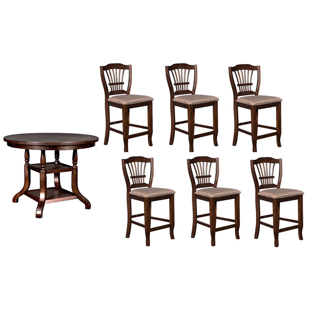 New Classic Furniture Viktor Espresso 7 Piece Round Counter Height Set
