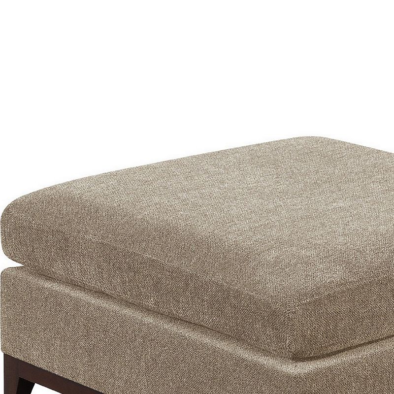 Fabric Cocktail Ottoman with Chamfered Feet， Gray