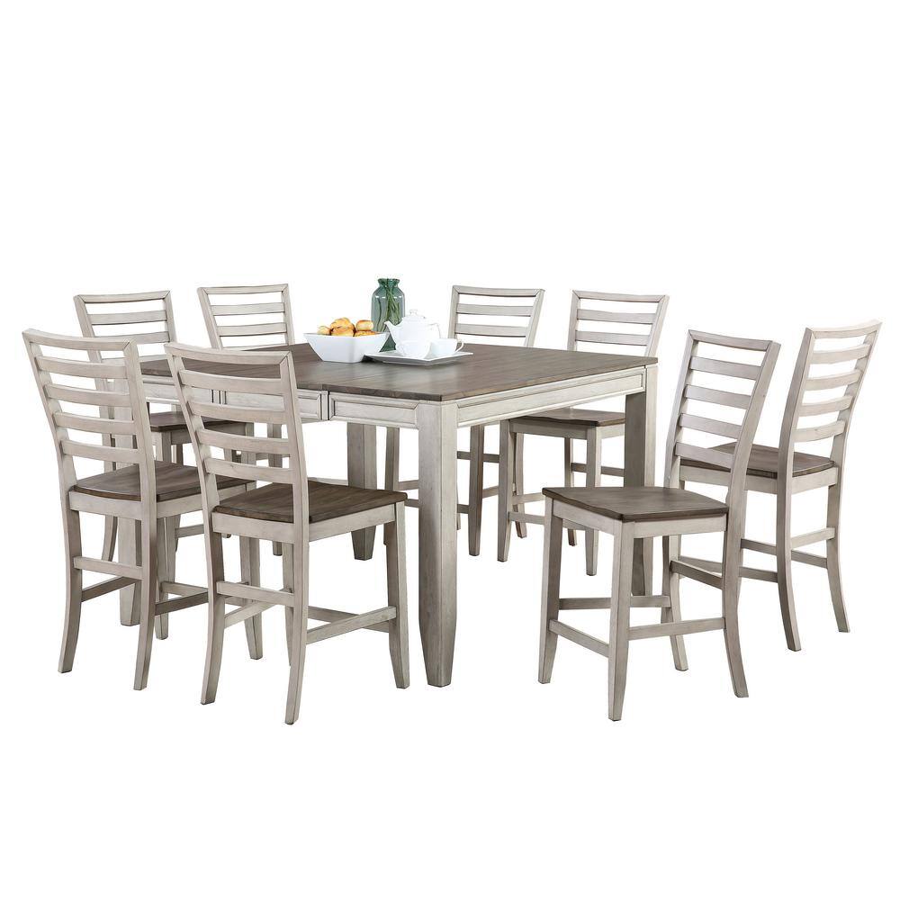 Steve Silver Abacus 9-Piece 2-Tone Smoky Alabaster and Smoky Honey Finish Counter Dining Set CU500PTCC9PC