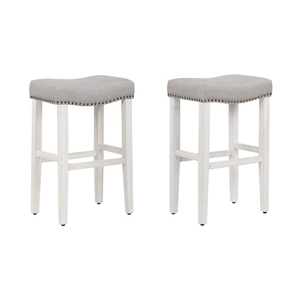 Carter Saddle Upholstered Backless Bar Stool (Set of 2)