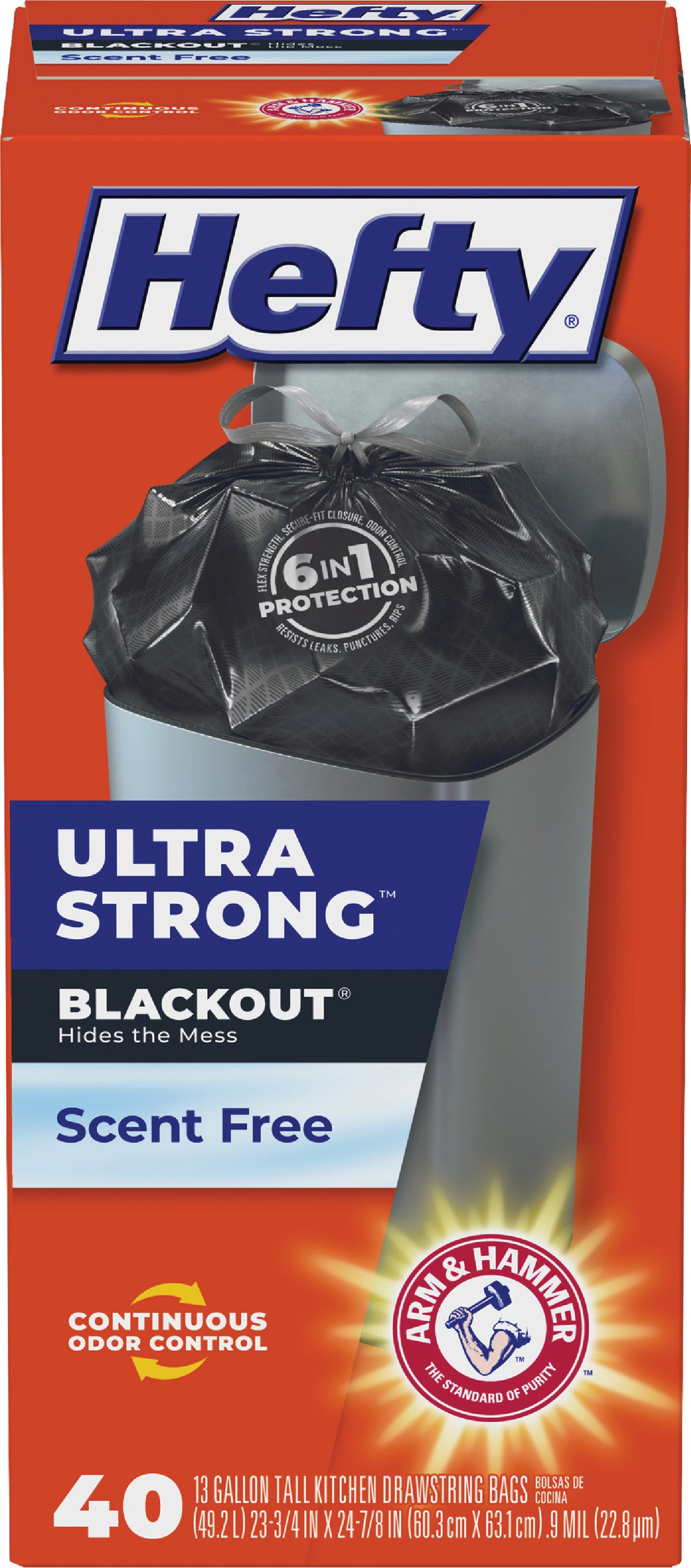 Hefty BlackOut Tall Kitchen Trash Bag 13 Gal. Black