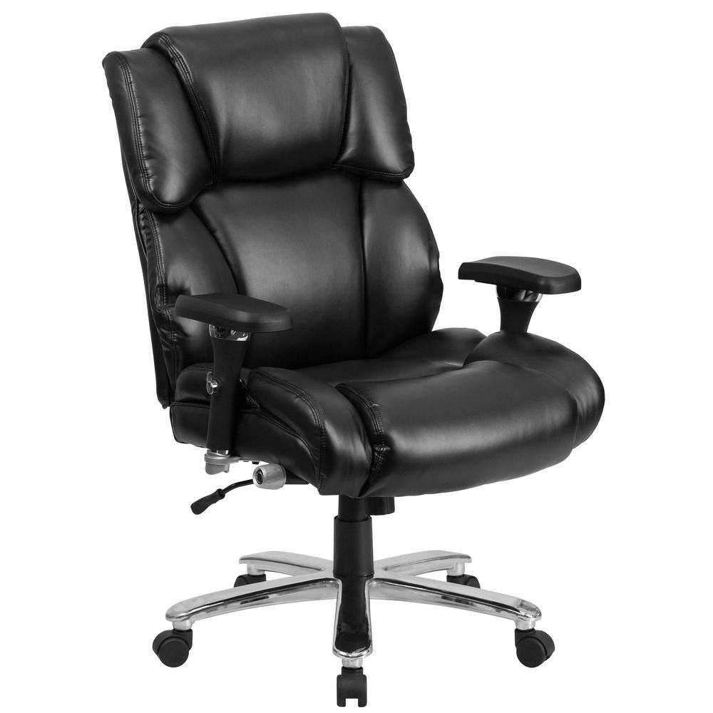 Flash Furniture Hercules Faux Leather High Back Executive Office Chair in Black Leather with Arms GO2149LEA