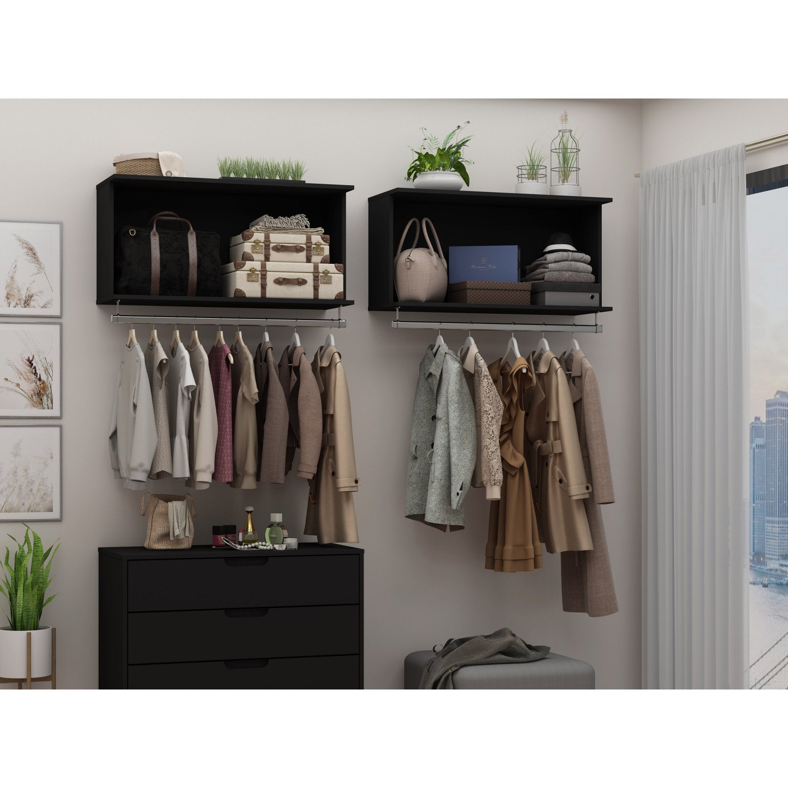 Manhattan Comfort Rockefeller Floating Hanging Closet Shelf