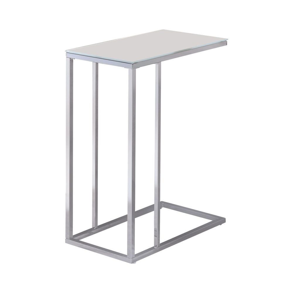 Coaster Furniture Stella Chrome and White Glass Top Accent Table