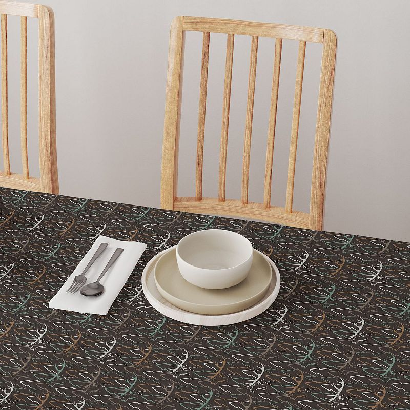 Square Tablecloth， 100% Polyester， 54x54， Deer in Trees