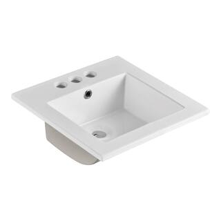 Bellaterra Home Sardinia 16 in. Drop-In Ceramic Bathroom Sink in White BT1616