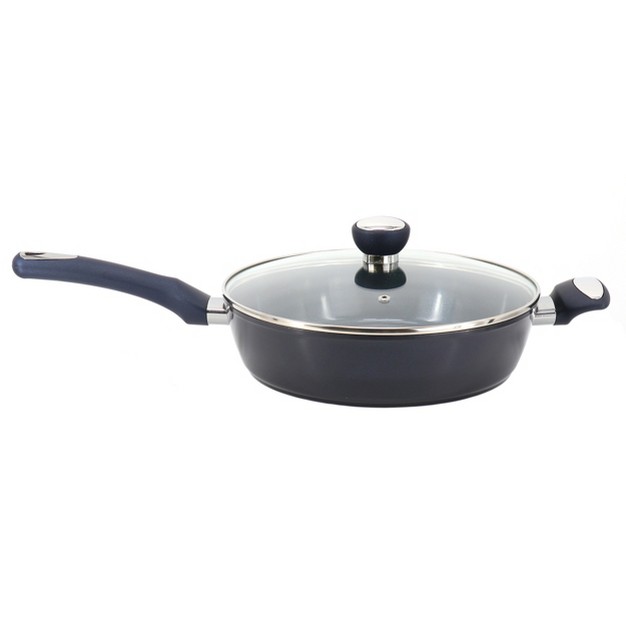 Oster Hawke 3 9 Quart Ceramic Nonstick Aluminum Saute Pan With Lid In Dark Blue