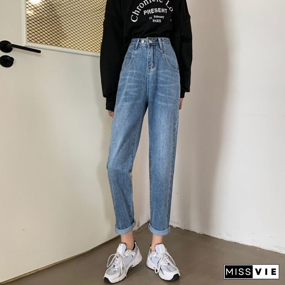 Woman Jeans High Waist Clothes Wide Leg Denim Clothing Blue Streetwear Vintage Quality Fashion Harajuku Straight Pants