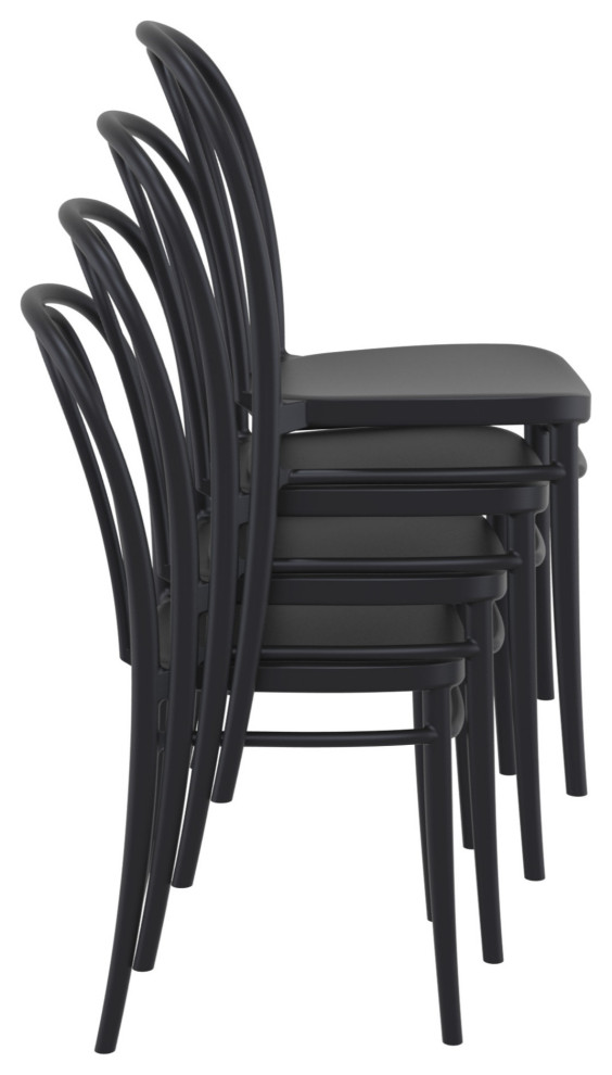 Victor Resin Outdoor Chair Black  Set of 2   Midcentury   Outdoor Lounge Chairs   by Virventures  Houzz