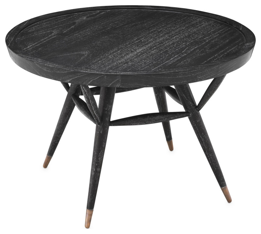 Black Wooden Round Side Table  Eichholtz Phoenix   Midcentury   Side Tables And End Tables   by Oroa   Distinctive Furniture  Houzz