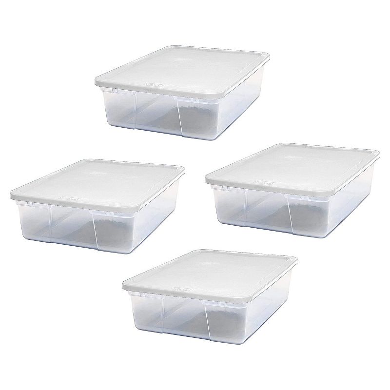 Homz 28 Qt Snaplock Clear Plastic Storage Container Bin with Secure Lid， 4 Pack