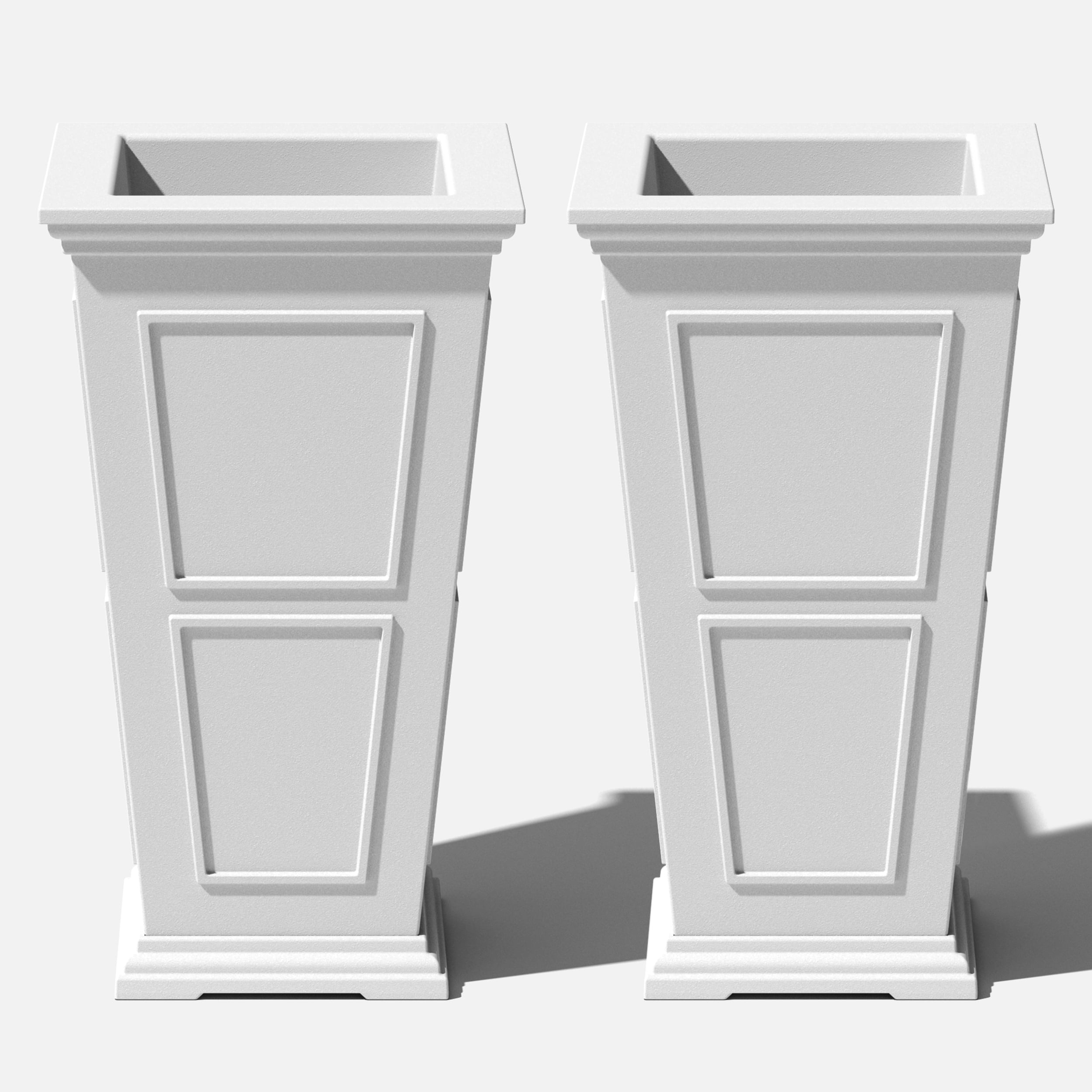 Veradek Brixton Tall Planter - 2 Pack (28 inch, White) White 28"H x 16"W x 16"L - 2 Pack