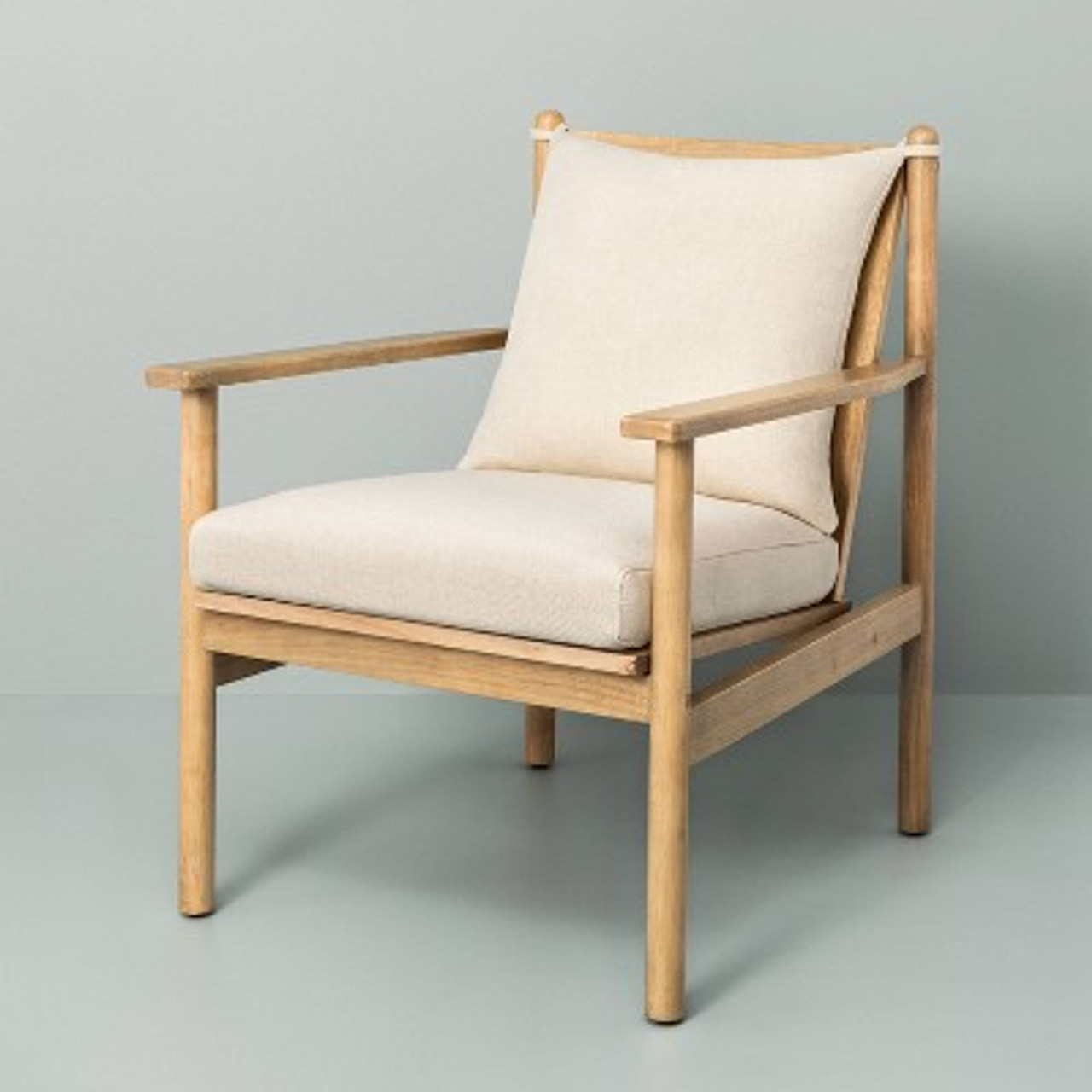 Slatted Wood Accent Chair with Cushions Cream/Natural - Hearth and Hand with Magnolia