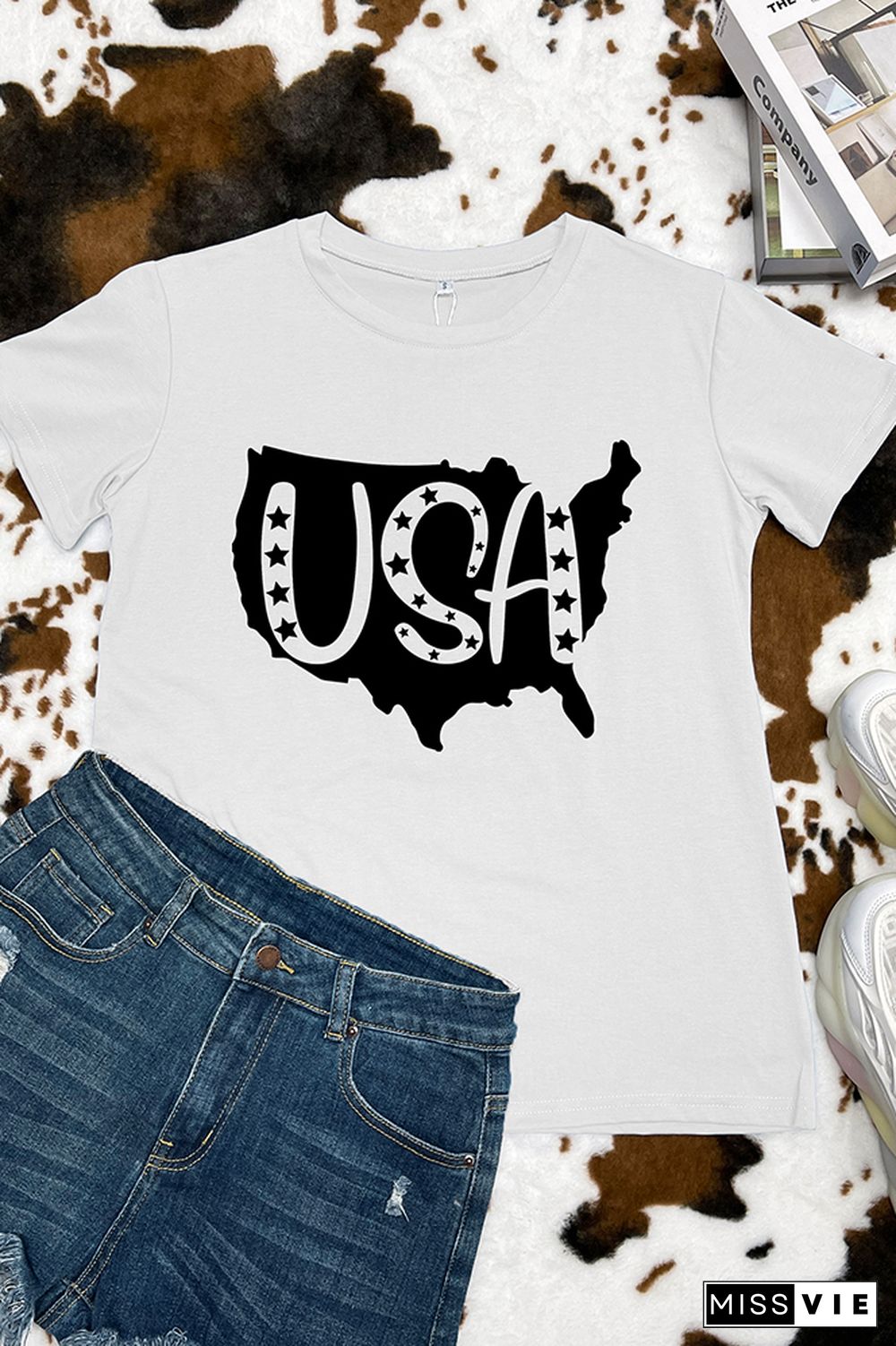 USA 4th of July Short Sleeve Graphic Tee Wholesale