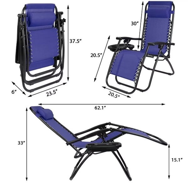 Zero Gravity Chairs Patio Chairs Lawn Lounge Chair Patio Set of 2 with Pillow and Cup Holder Patio Furniture - Overstock - 37866211