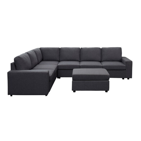 Casey Modular Sectional Sofa with Ottoman in Dark ...