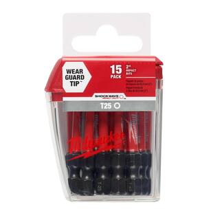 MW SHOCKWAVE Impact Duty 2 in. T25 Torx Alloy Steel Screw Driver Bit (15-Pack) 48-32-5015