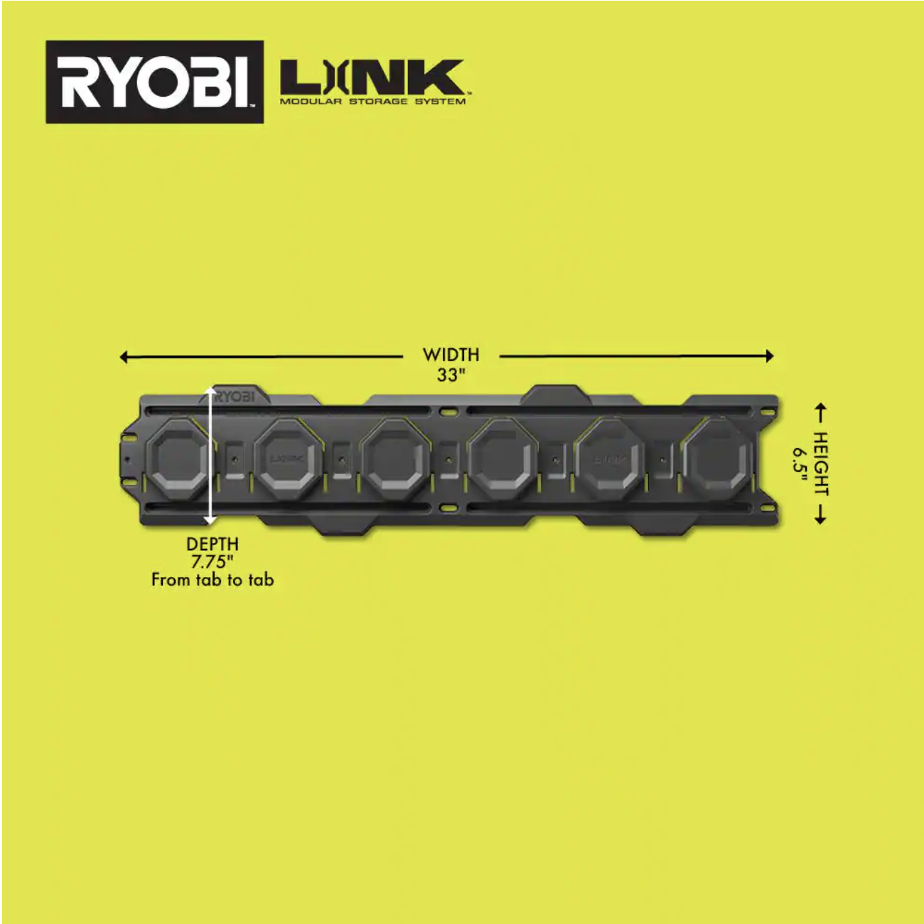 Ryobi LINK Tool Crate with LINK 7-Piece Wall Storage Kit and LINK Wall Rails (2-Pack)