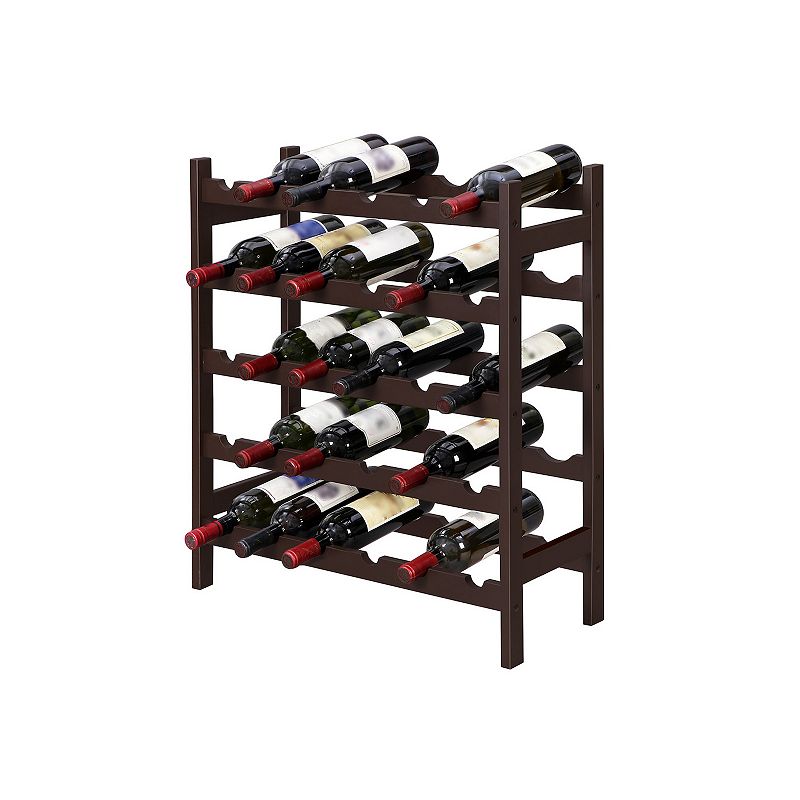 Wicker Wine Rack， 5-Tier Storage Shelf， Holds 30 Bottles