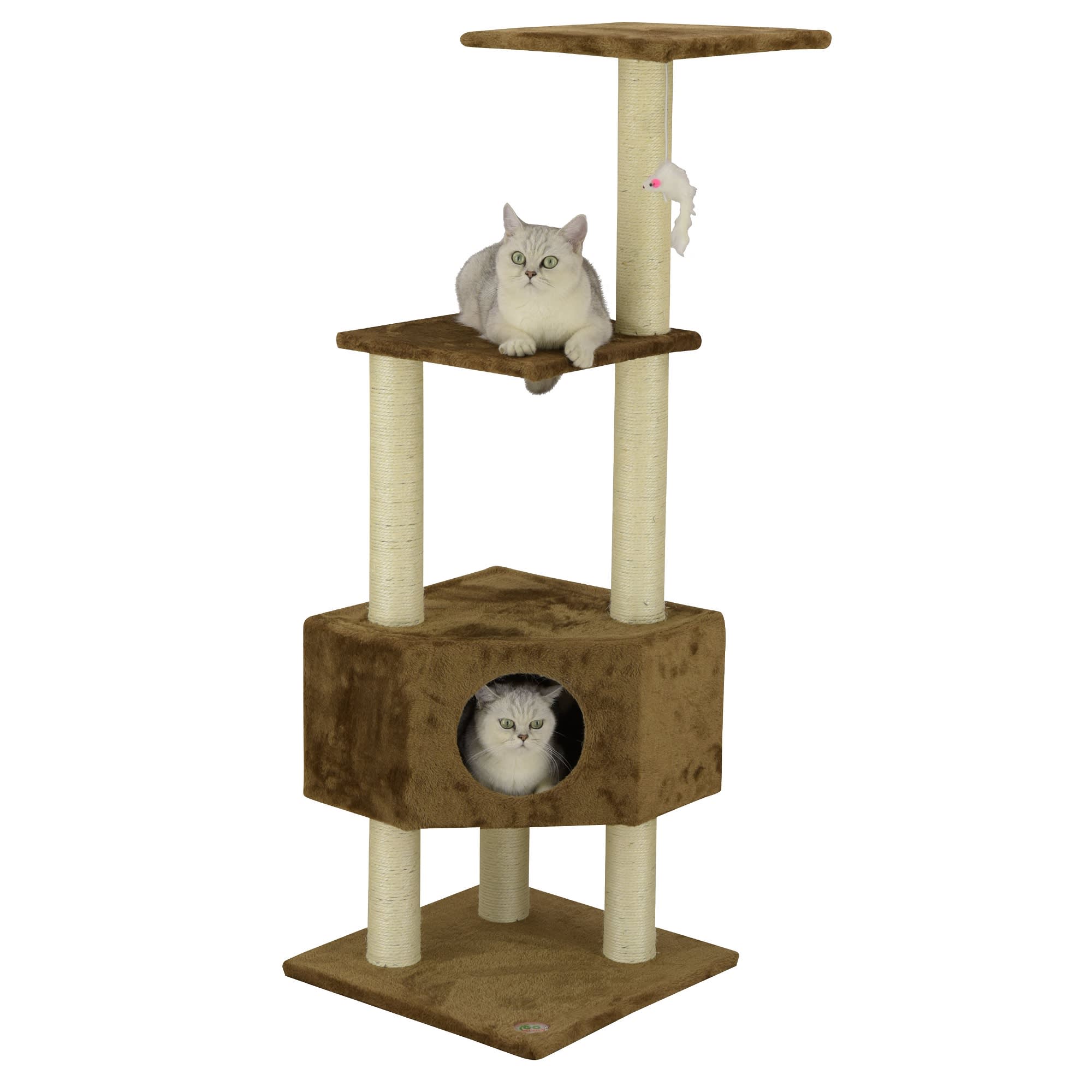 Go Pet Club Classic Brown Cat Tree Furniture with Sisal Covered Posts， 51