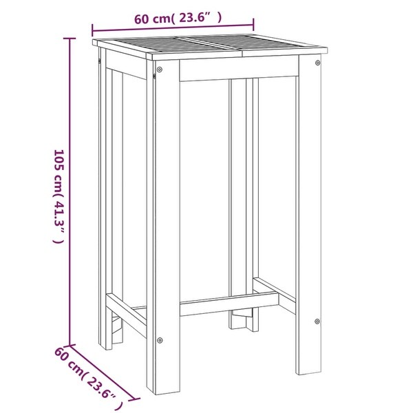 vidaXL Bar Table Outdoor Pub Patio Counter Height Table Solid Wood Acacia